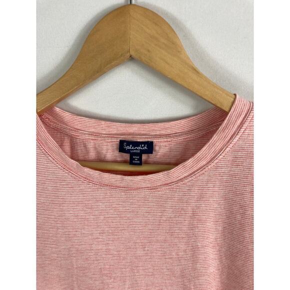 Splendid Pink White Stripe Tshirt Size Large - Picture 2 of 6